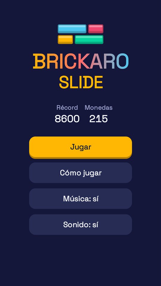 Menú principal de Brickaro Slide